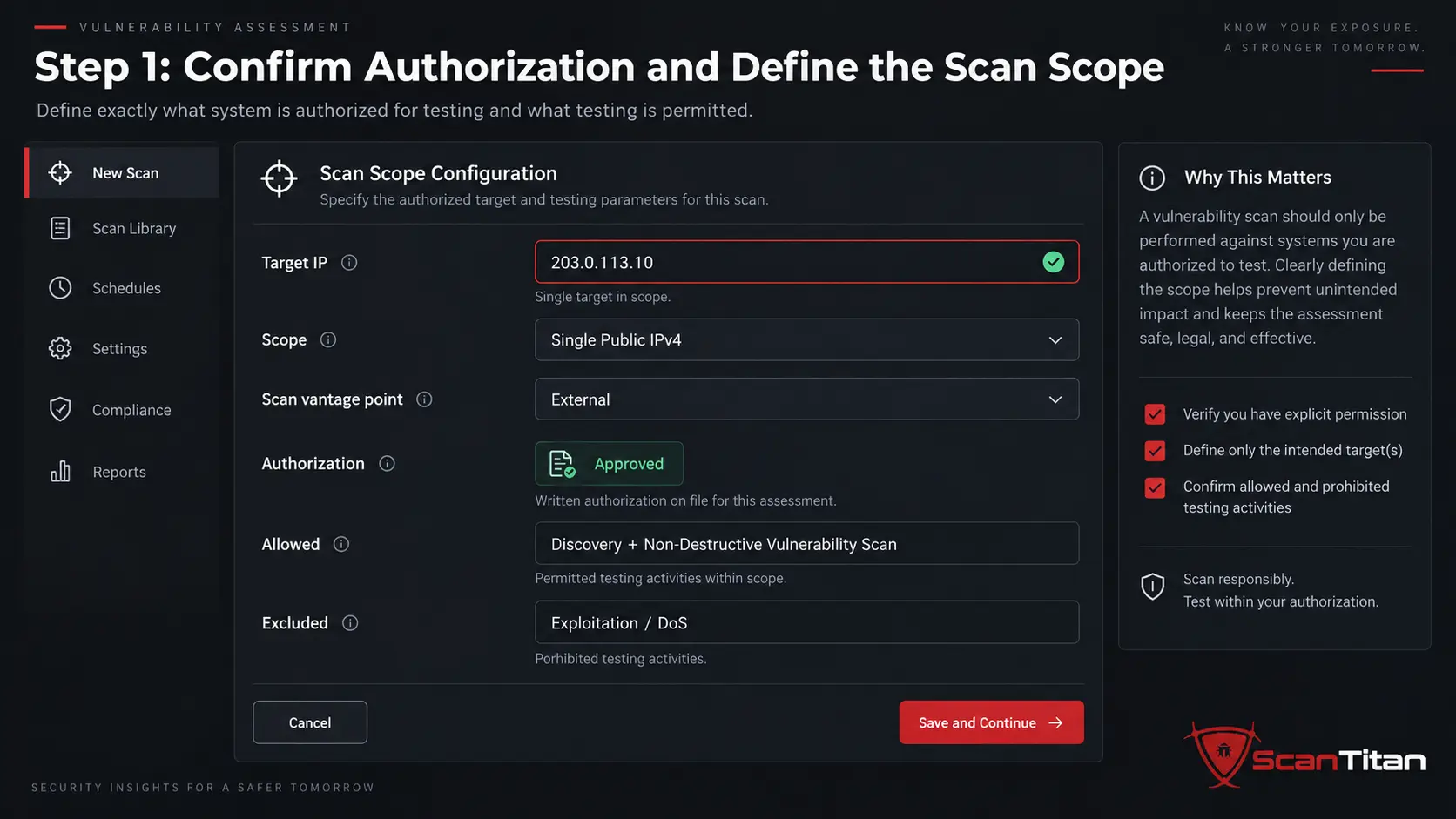 Confirm Authorization and Define the Scan Scope