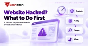 Website hacked what to do first: contain, copy, scope and clean, a four-step response order for the first 24 hours